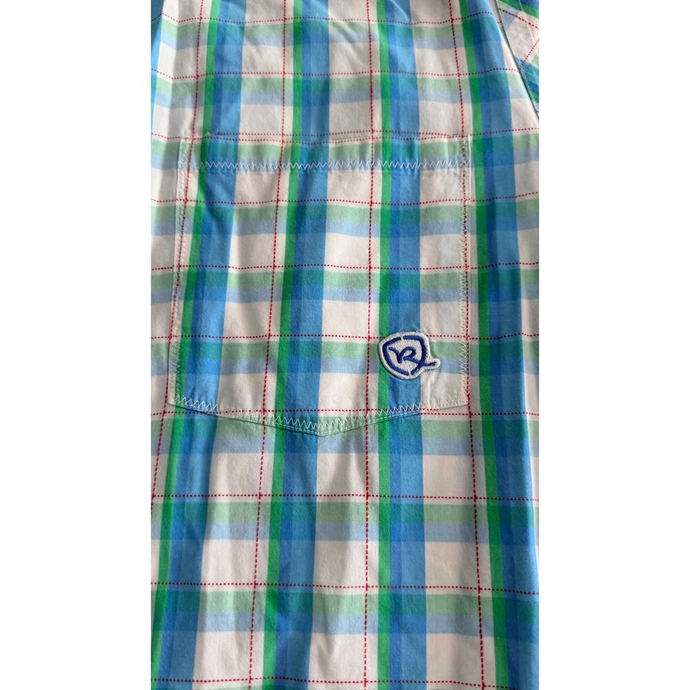 Vintage Rocawear Shirt Mens Extra Large Blue Green Plaid Button Up - Picture 2 of 5